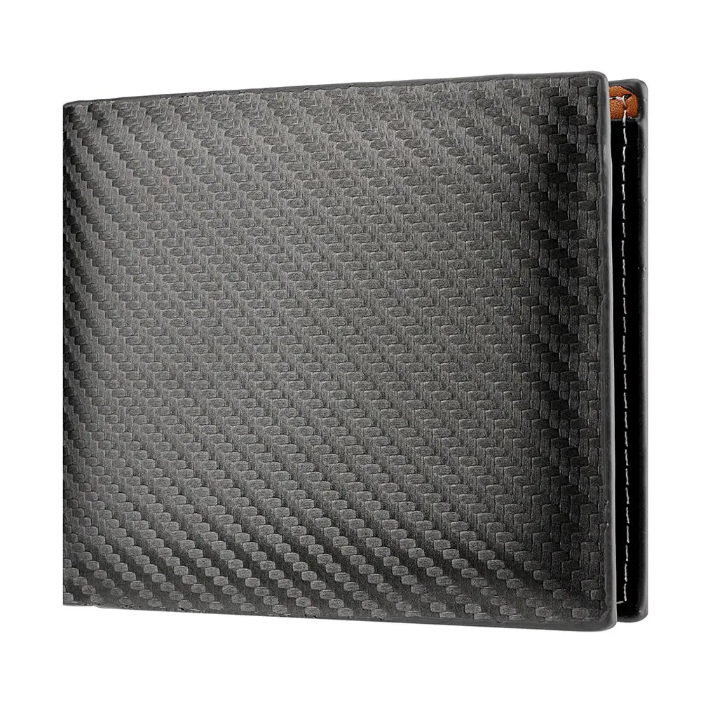 Nueva Cartera Corta de Fibra de Carbono para Hombre con Cremallera Integrada y Bolsillo para Monedas