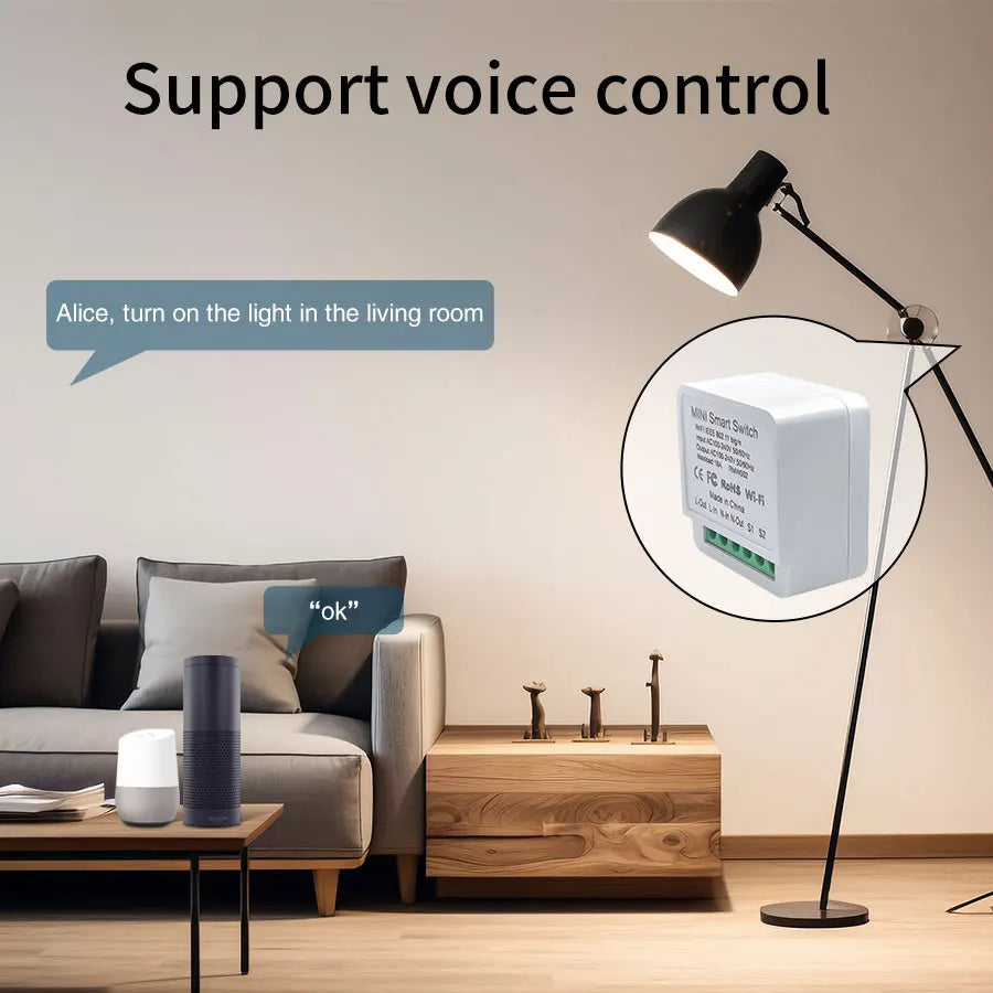 Módulo de Interruptor Inteligente WiFi 16A/20A Mini, Control Remoto por APP Cozy Life, Compatible con Alexa y Google Home, Automatización por Voz