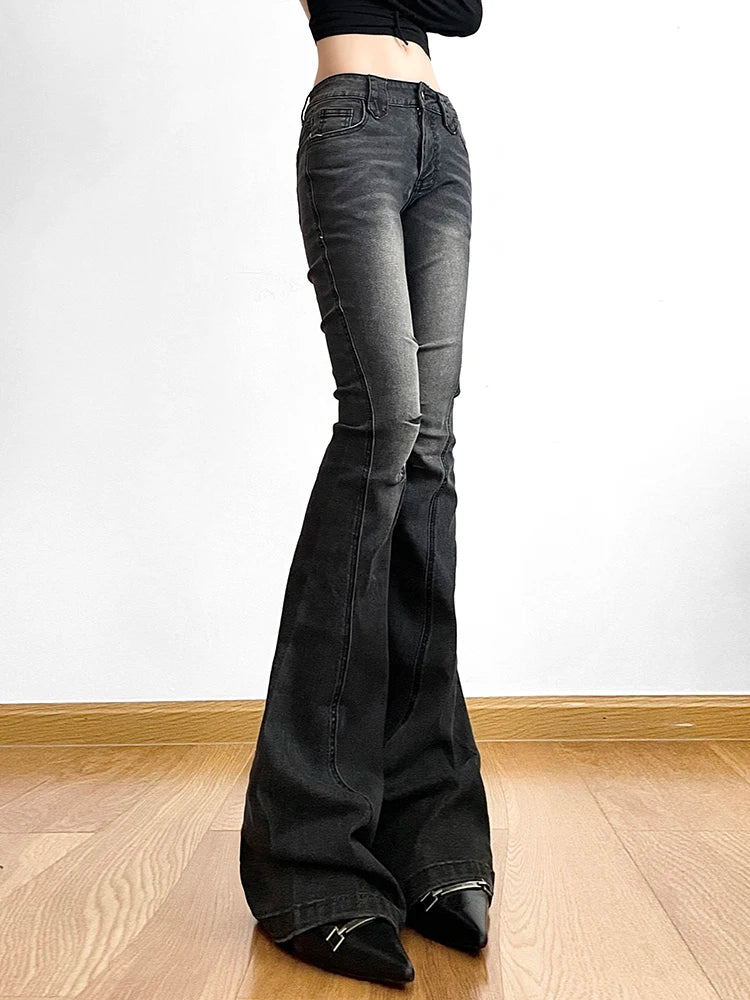 Rockmore-pantalones vaqueros Acampanados para mujer, ropa de calle de tiro bajo, estética y2k, Estilo Vintage, Grunge