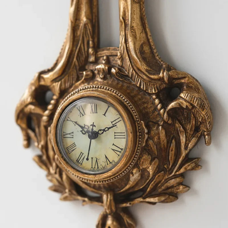 Reloj Retro Francés de Pared con Diseño Adhesivo Envejecido, Decoración Estética y Tallado para Hogar