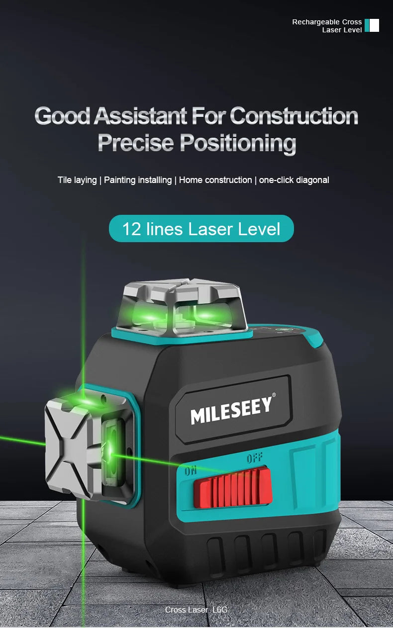 MiLESEEY Nivel Láser 2 Líneas Rojo/Verde, 3D Autonivelante con Trípode y Batería Recargable