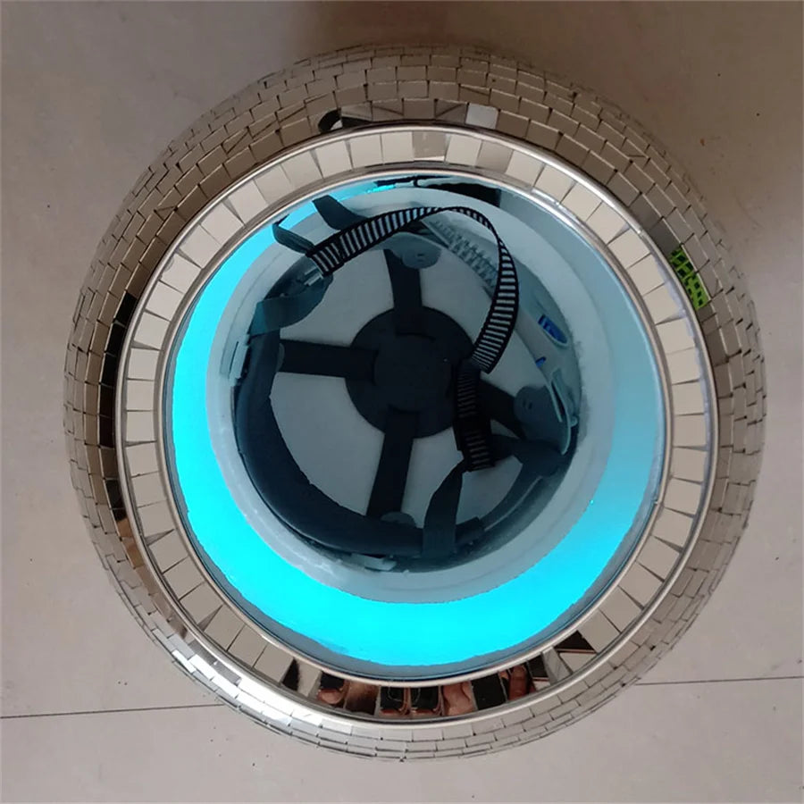 Casco de Bola de Discoteca de 40CM - Máscara Misteriosa y Accesorio de Cosplay con Visera Retráctil