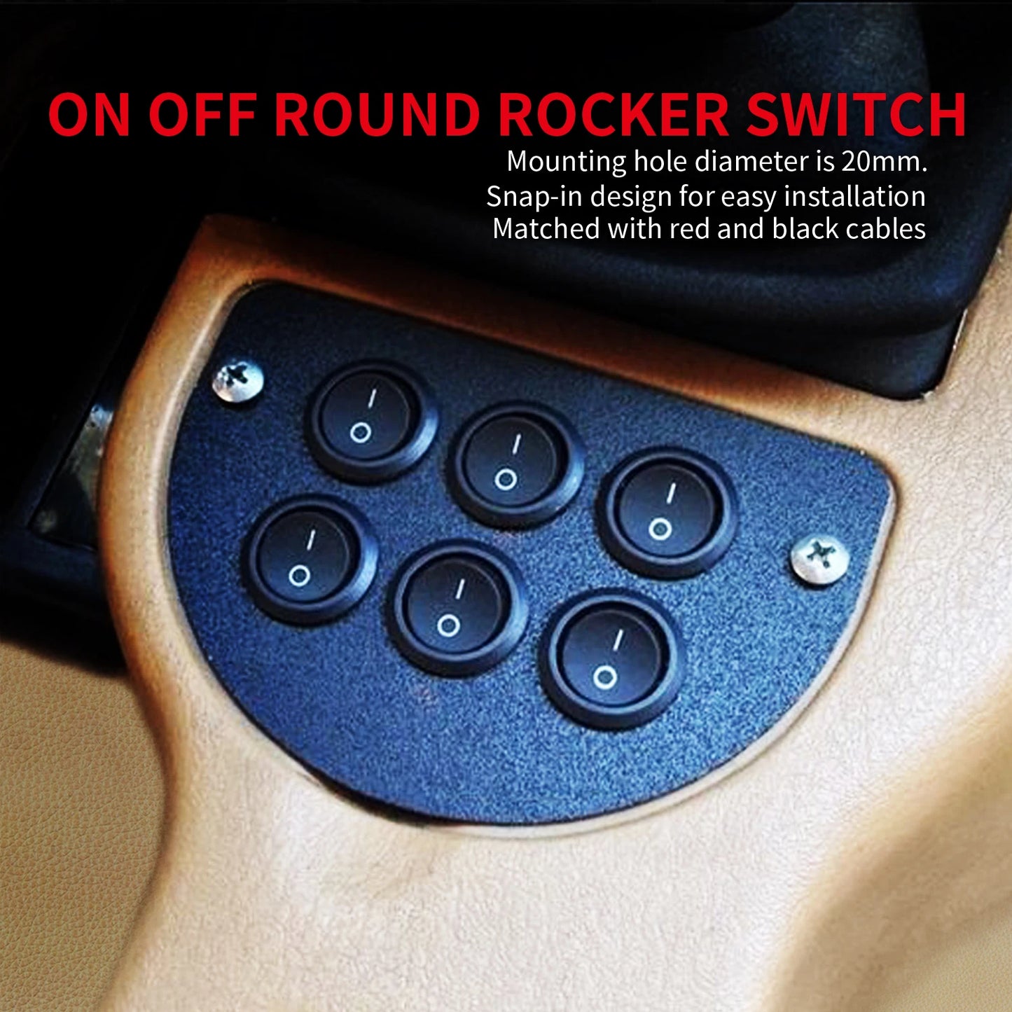 Juego de 5 Interruptores Redondos Rocker ON/OFF SPST de 20mm - Mini Interruptor para Automóvil 12V KCD1
