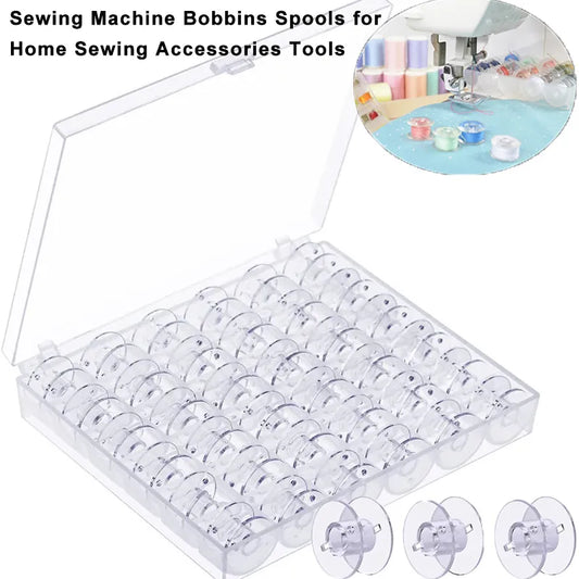 Conjunto de 25 Canillas de Plástico para Máquina de Coser: Bobinas Transparentes y Estuche de Almacenamiento para Accesorios de Costura