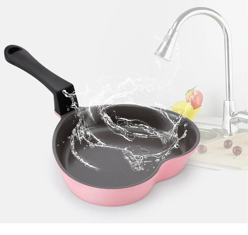 Mini sartén de amor, olla de cocina de cerámica antiadherente, suplemento de comida para bebés, Rosa, en forma de corazón, Wok pequeño