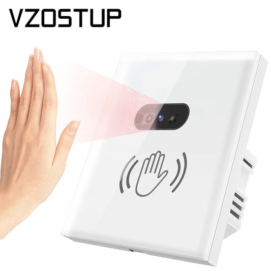 Interruptor de Luz Inteligente de Pared 110V-220V 10A con Sensor de Movimiento Infrarrojo y Panel de Vidrio Antirayaduras