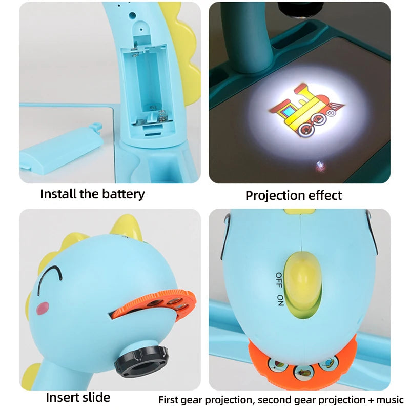 Mesa de Dibujo Proyector LED para Niños, Set de Pintura Educativa con Tablero y Herramientas de Aprendizaje