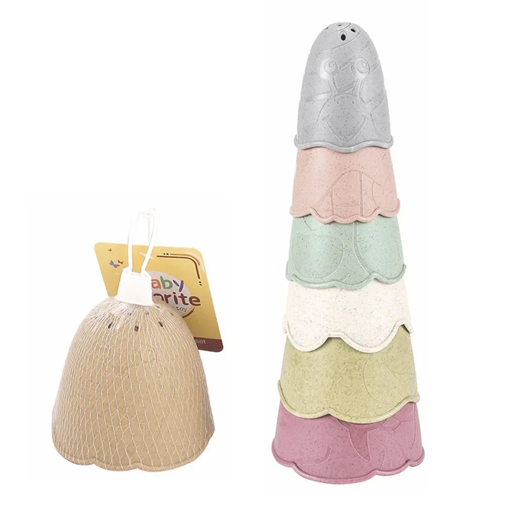 Juguetes Apilables para el Baño de Bebés - Botes Coloridos de Aprendizaje Temprano y Juguete Educativo
