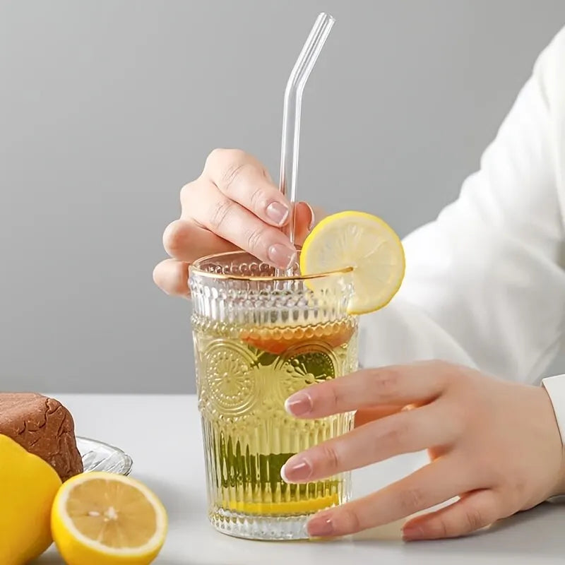 Juego de Pajitas de Vidrio Resistentes al Calor - 5 Pajitas Reutilizables con Cepillo de Limpieza, Perfectas para Batidos, Té y Jugo