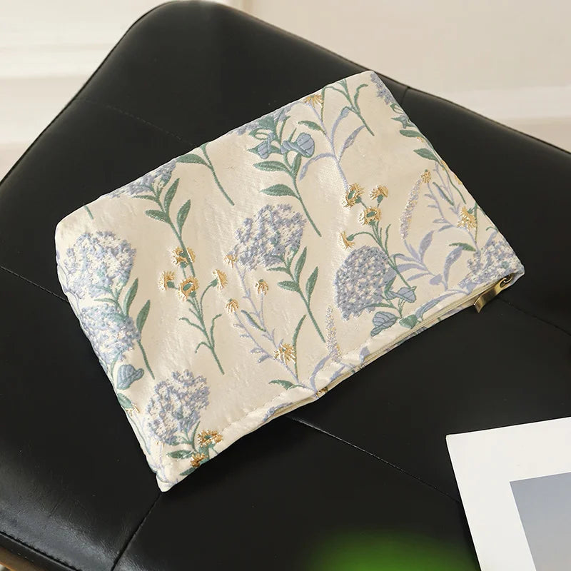 Bolsa de Maquillaje para Mujer - Diseño Floral Azul - Gran Capacidad y Versatilidad