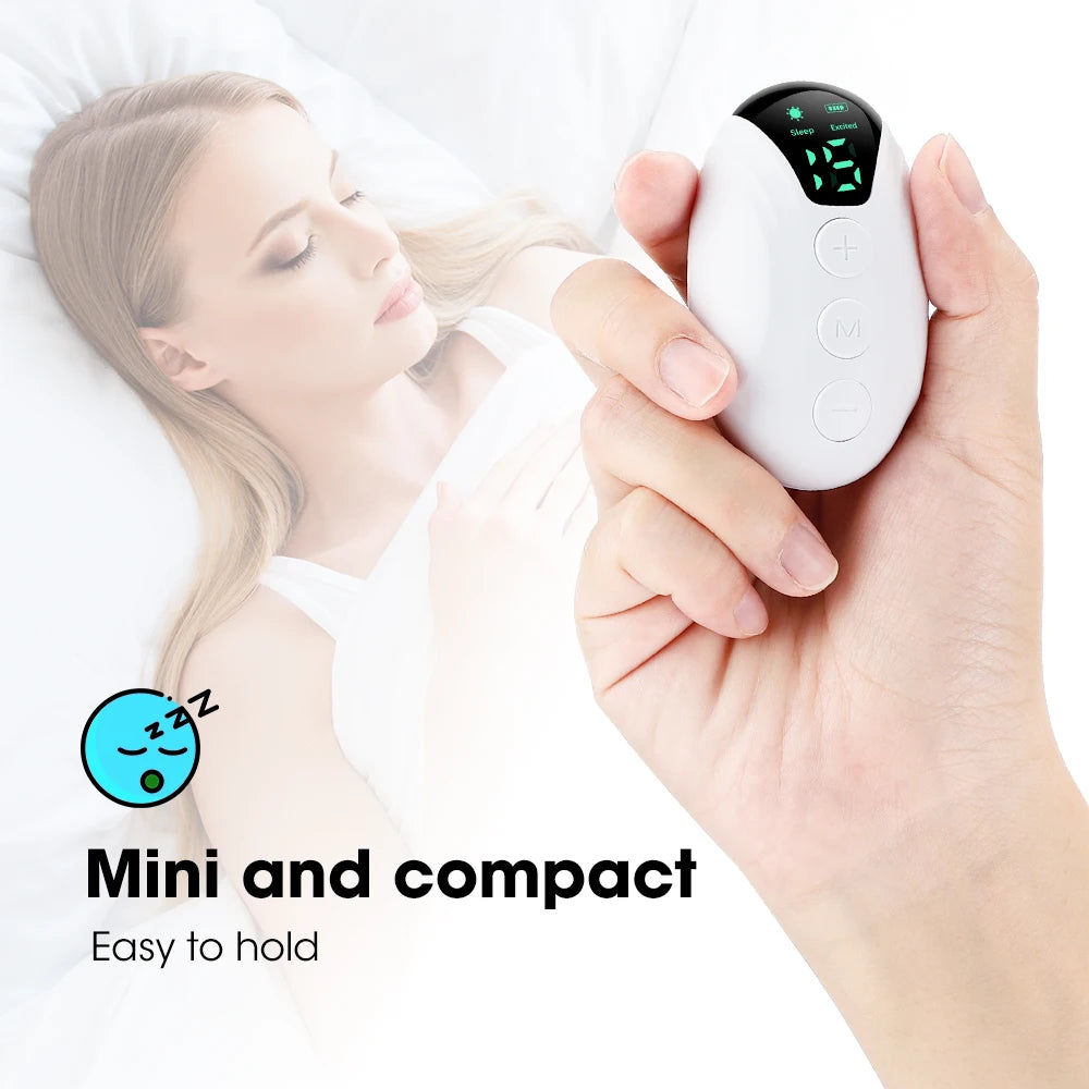 Dispositivo de Pulso EMS de Microcorriente para Alivio de Estrés y Ayuda para Dormir - Eliminador de Ansiedad, Insomnio y Relajación Mental con 15 Niveles de Intensidad