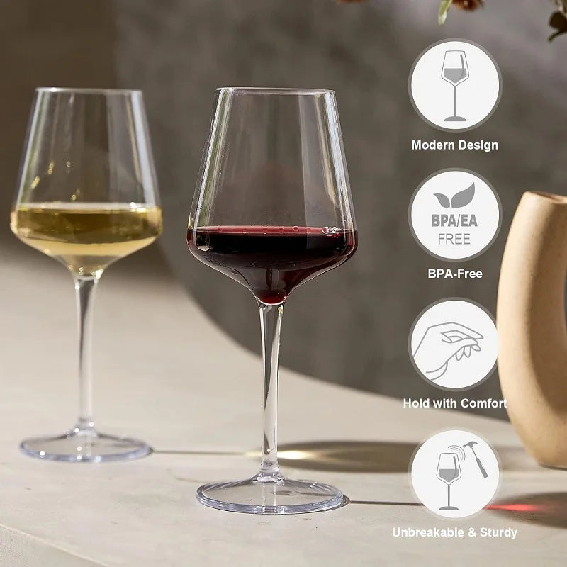 Juego de Copas de Vino Irrompibles - 2/4/6 Piezas de Tritan Transparente para Bebidas en la Piscina