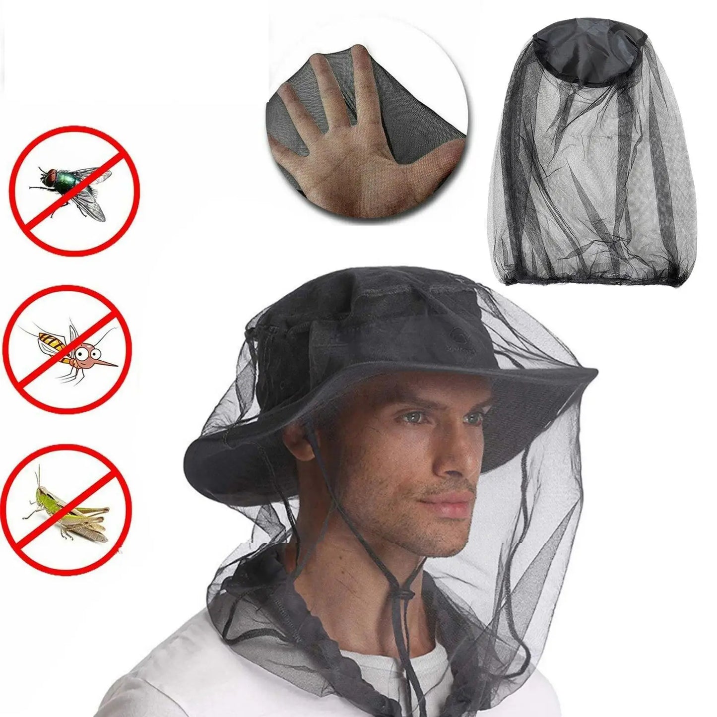Sombrero Antimosquitos para Pesca al Aire Libre, Protector Facial para la Cabeza, Malla Antiinsectos, Cubierta para la Cabeza