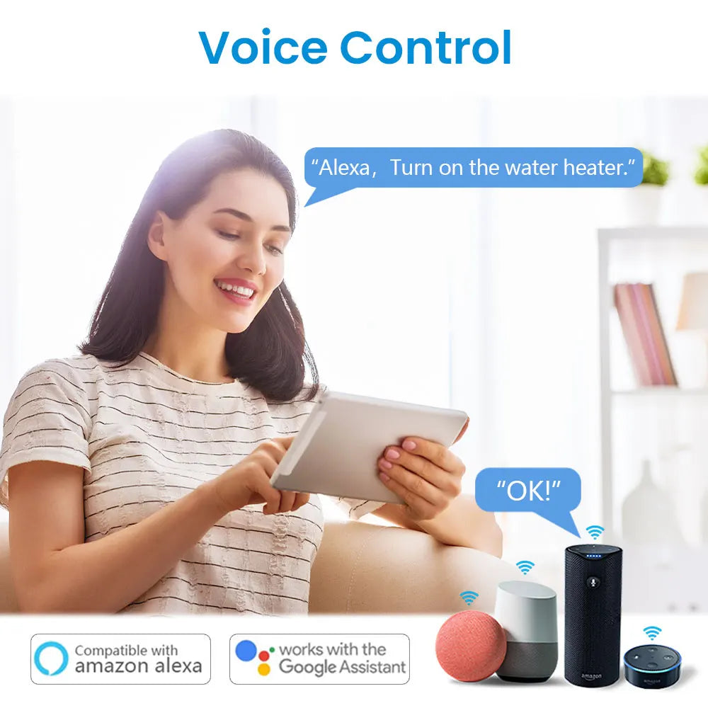 Interruptor de Calentador de Agua LoraTap WiFi | Control Remoto Smart Life Tuya, Monitoreo de Energía, Compatible con Alexa y Google Home