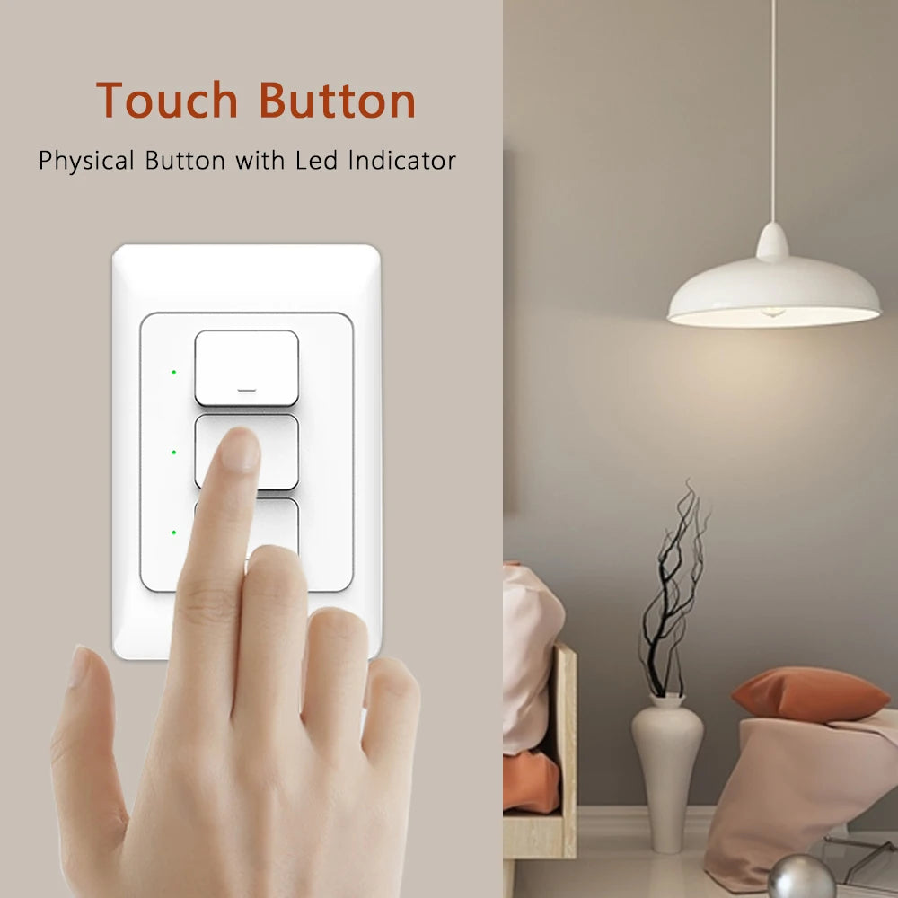Interruptor Inteligente de Pared Tuya Zigbee3.0 con Botón Físico y Control Remoto por Voz Compatible con Google Home y Alexa
