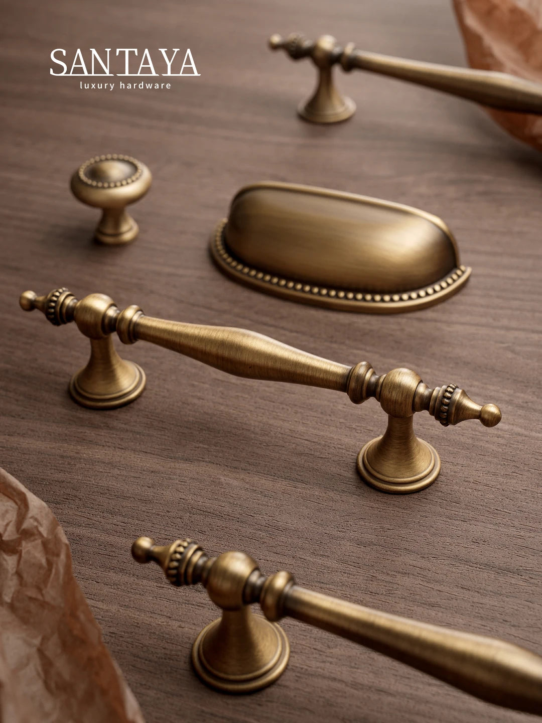 Manijas de Gabinete de Bronce SANTAYA – Tiradores Retro para Muebles y Puertas