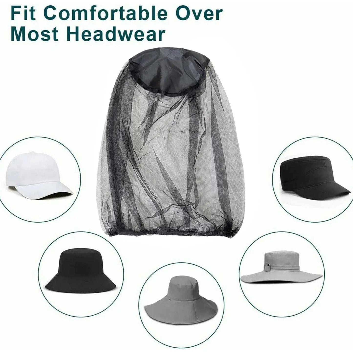 Sombrero Antimosquitos para Pesca al Aire Libre, Protector Facial para la Cabeza, Malla Antiinsectos, Cubierta para la Cabeza