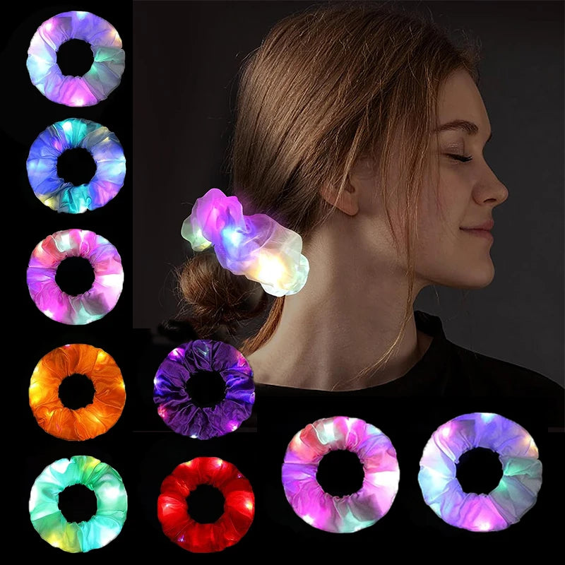 Scrunchies LED Brillantes - 1/10 PCS de Diademas Luminosas para Niñas | Accesorios de Fiesta Iluminados