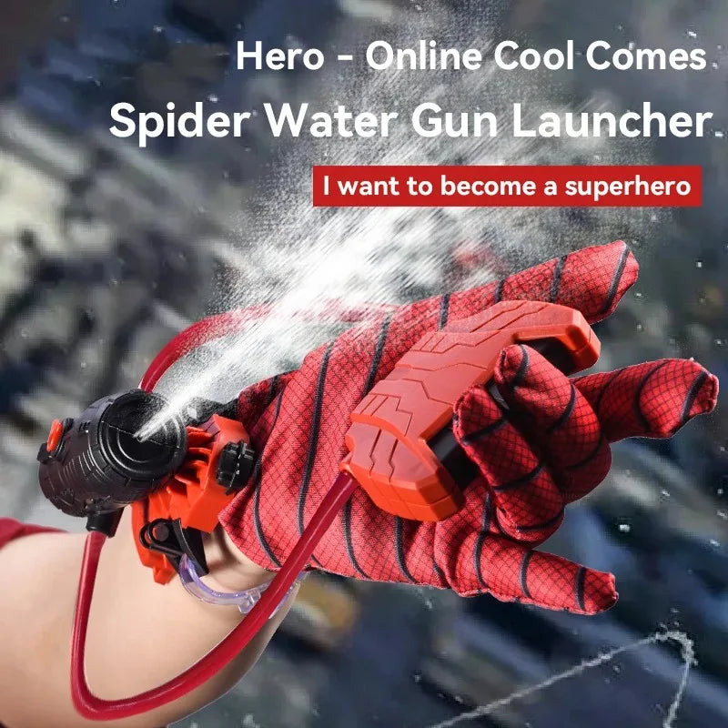 Pistola de Agua Lanzadora de Spider-Man con Guantes, Juguete de Verano para Niños, Prop de Cosplay