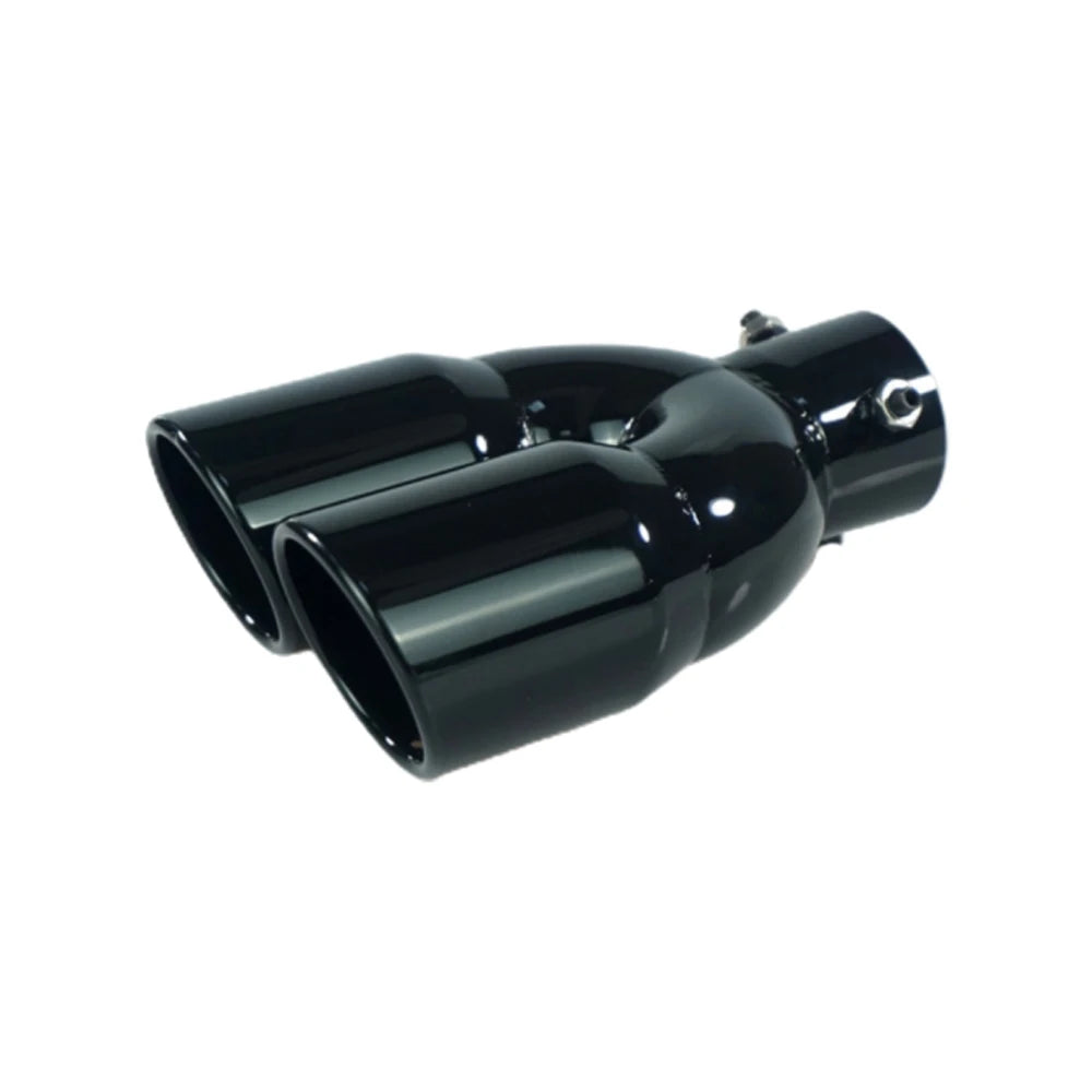 Tubo de Escape Universal de Doble Salida 63mm - Punta de Escape Trasera de Acero Inoxidable en Negro Titanio