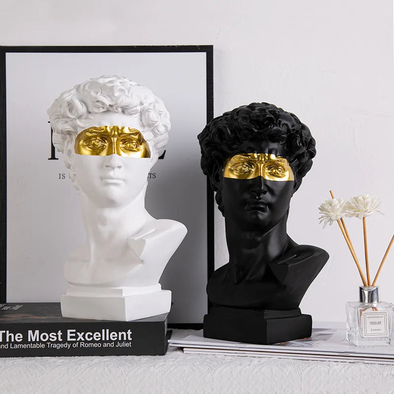 Escultura de Cabeza de David en Resina - Decoración Europea para el Hogar, Arte Abstracto Moderno