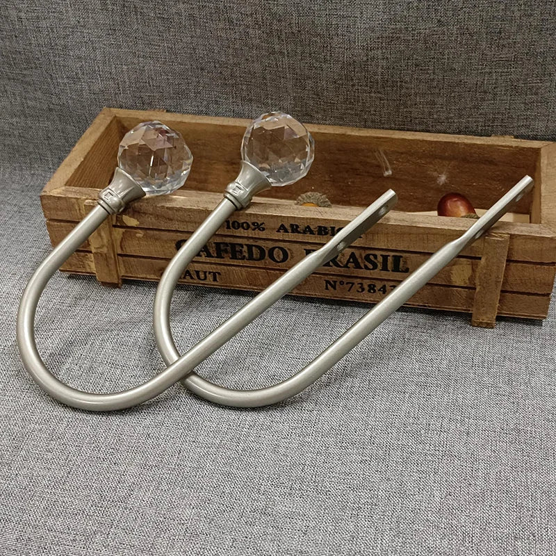 Grilletes de Metal Plateado en Forma de U para Ventana - Ganchos de Amarre de Cortina, 2 Piezas
