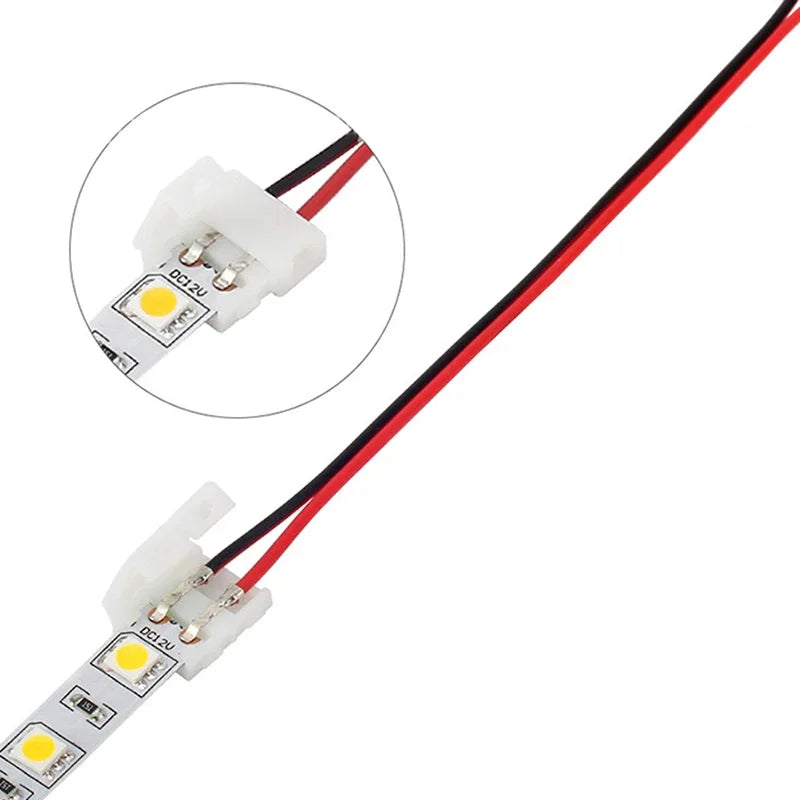 100 Piezas 2 Pines de Energía 8mm 10mm Conector de Clip de Empalme para Luces de Tiras LED de SMD 3528 5050 5630 Luces de Lámparas de Tira LED Barra Conector