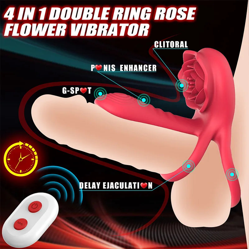 Anillo Vibrador con Doble Motor y Nueve Frecuencias de Vibración, Retardante de Eyaculación y Aumento de Erección para Parejas