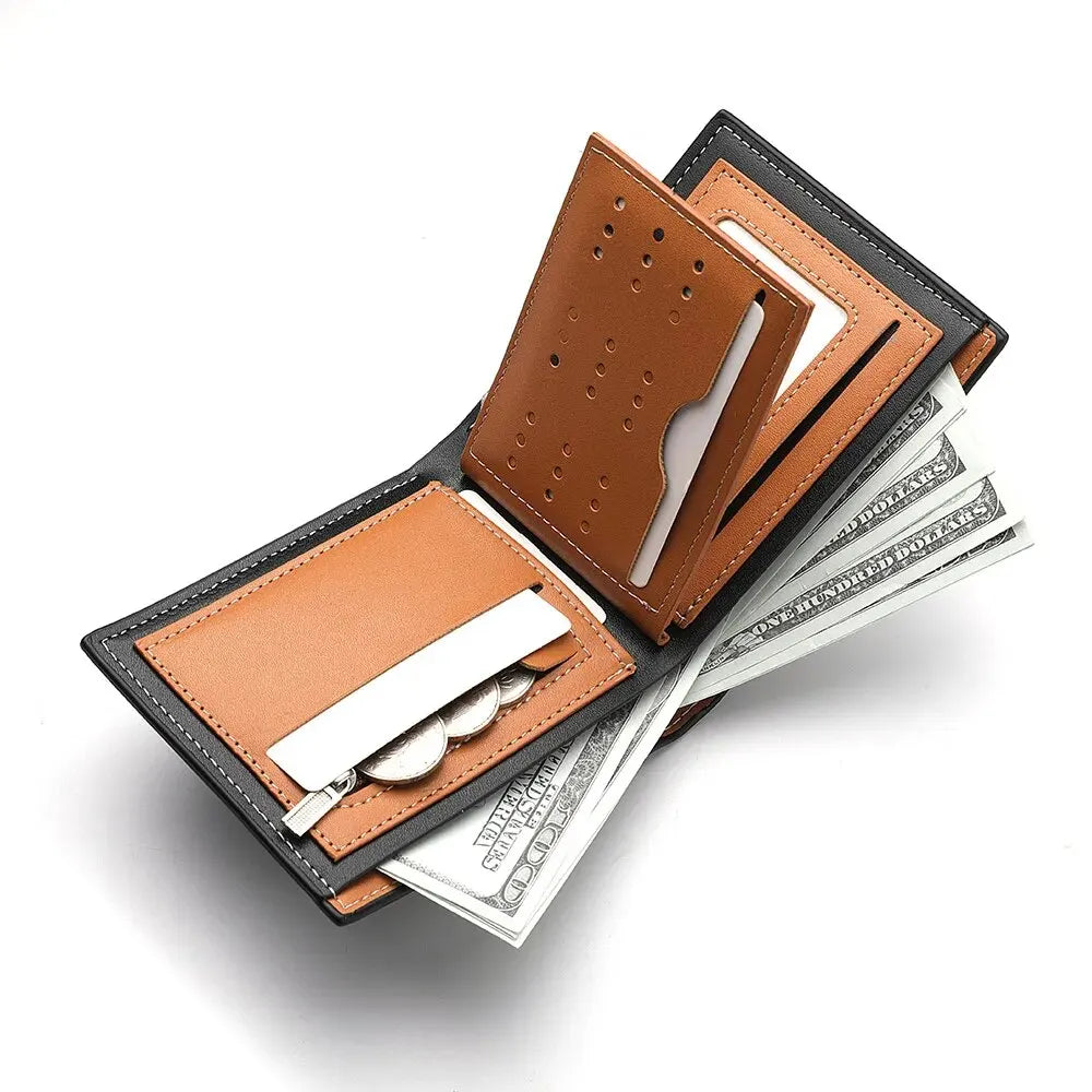 Billetera Hombre con Relieve 3D, Diseño Personalizado y Trifold, Portatarjetas Múltiple con Monedero