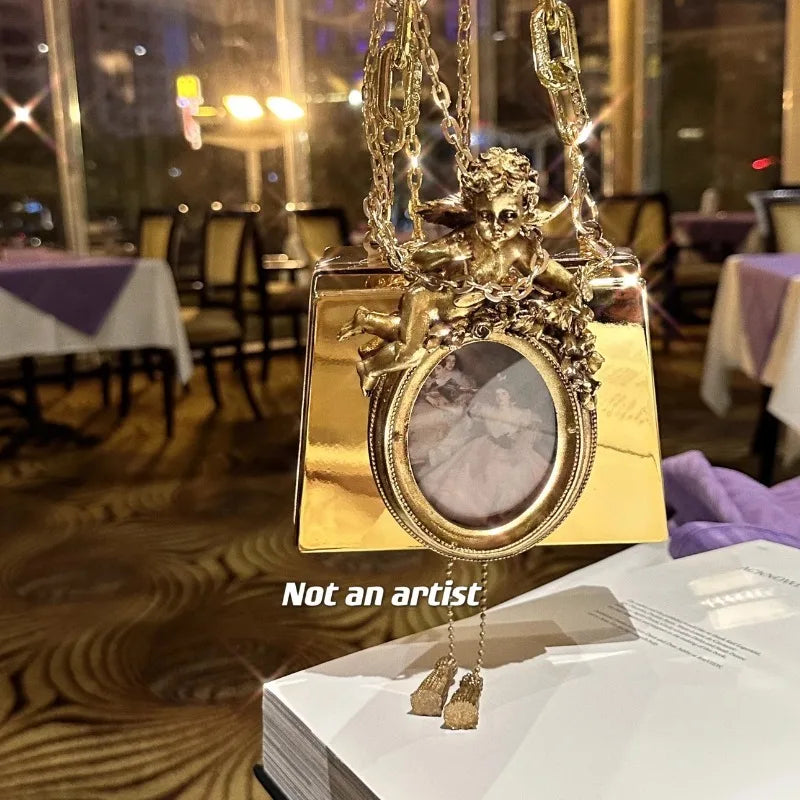 Bolso de Mano Decorativo de Resina Acrílica para Mujer – Réplica de la Colección del Museo, Bolso Dorado para Decoración del Hogar, Regalo Elegante