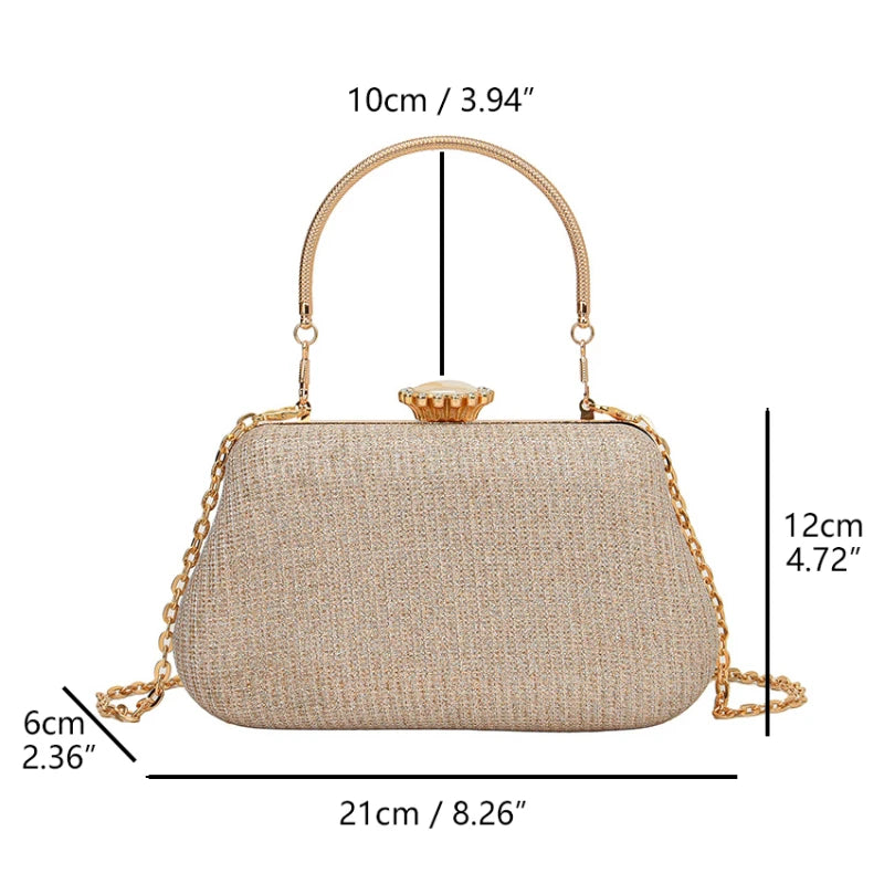 Bolso de Noche de Diseño Lujo para Mujeres, Marca de Fiesta, Banquete, Bolso con Brillos para Damas, Clutch de Boda con Cadena