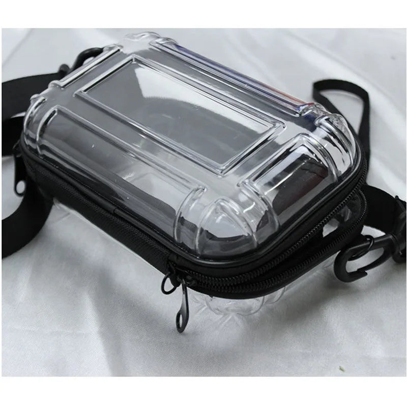 Bolso Bandolera Transparente Impermeable - Tote de Viaje Multifuncional para Compras y Almacenamiento - Ideal para Teléfonos y Accesorios (18 x 11 x 5 cm)