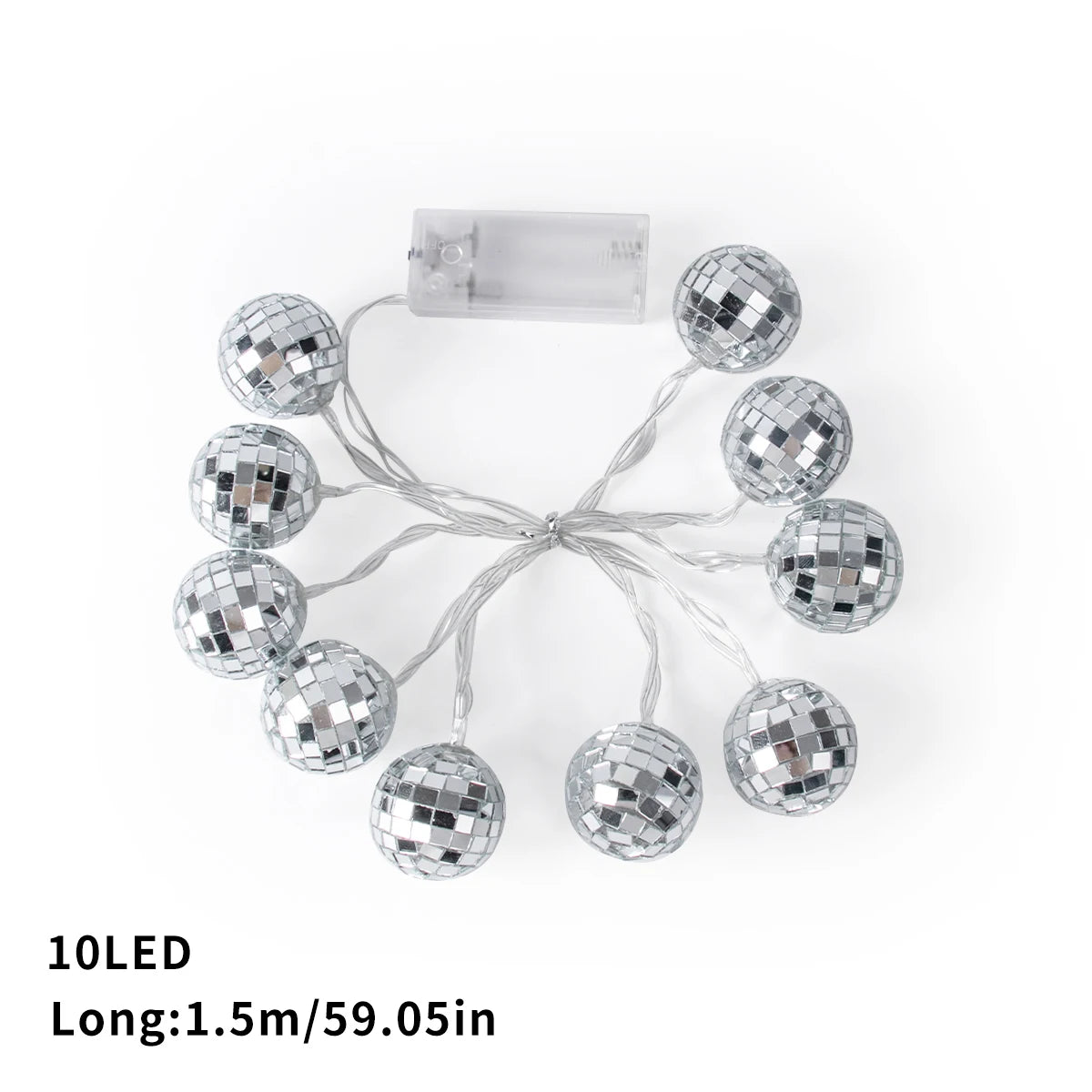 Cadena de Luces Espejo Disco 1.5m - Decoración Retro de Fiesta Disco Años 70s y 80s, Guirnalda para Cumpleaños de Adultos, Bodas y Hogar