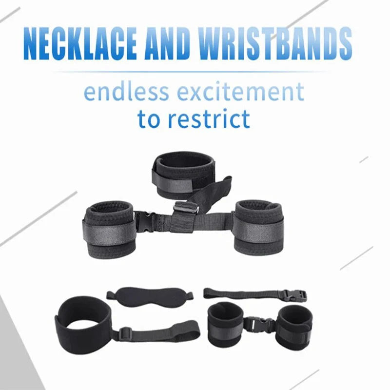 Juego de Esposas Ajustables y Antifaz para Adultos - Set BDSM para Mujeres y Parejas, Collar Erótico y Restricción Sensual - Juguetes Sexuales Sin Vibrador