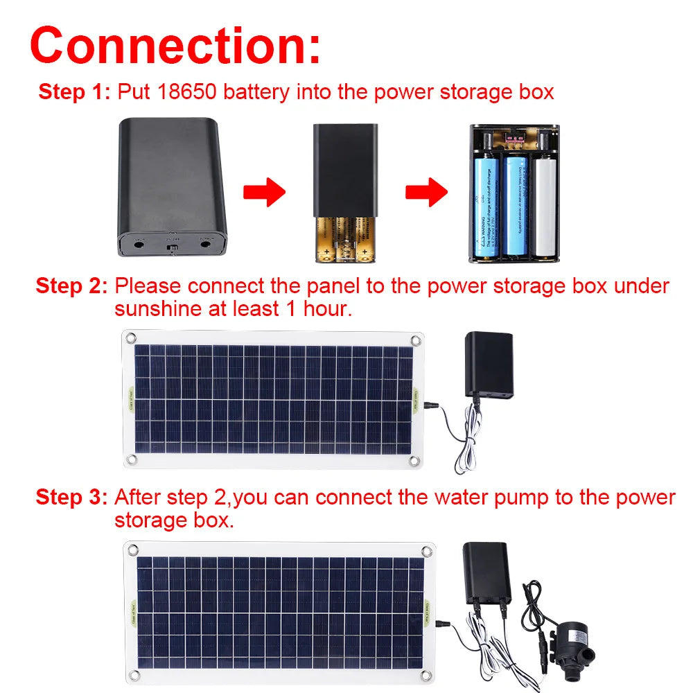 Set de Bomba de Agua Solar 100W 800L/H - Panel Solar Portátil y Ultra Silencioso para Estanques, Fuentes y Jardines