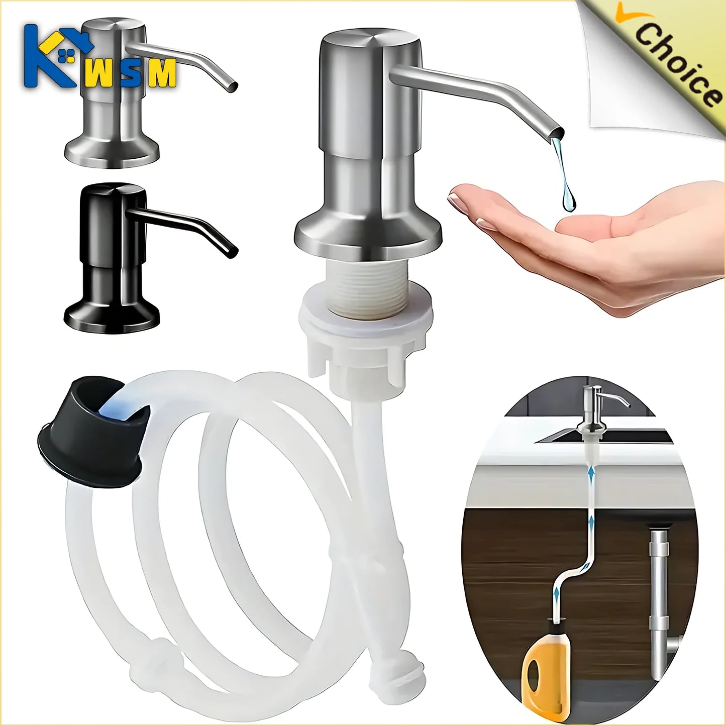 Dispensador de Jabón de Acero Inoxidable - 1/2 PCS para Cocina | Bomba Manual de Presión para Lavabo