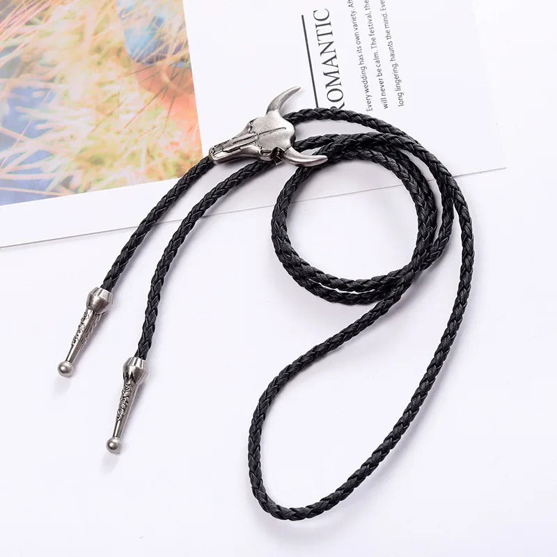 Corbata Ajustable de Cabeza de Toro de Cinco Estrellas | Bolo de Vaquero Occidental para Baile de Rodeo | Collar con Colgante de Piel Sintética