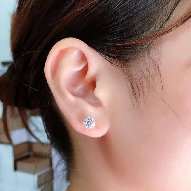 Pendientes de moissanita de Color D para mujer y niña, aretes de plata de ley 0,5, Piercing brillante, joyería fina, 925-1 quilate