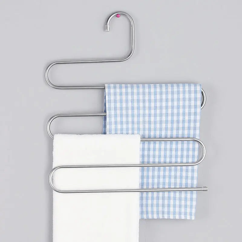 Perchero Multifuncional de 5 Capas Antideslizante para Pantalones | Rack de Almacenamiento de Ropa con Funciones Variadas