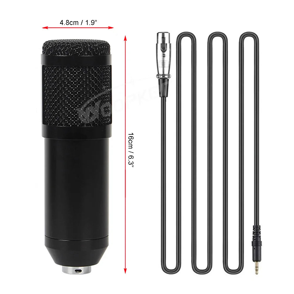 Kit de Micrófono Profesional de Condensador Woopker BM 800 con Soporte Amortiguador y Trípode - Grabación de Estudio y Radiodifusión