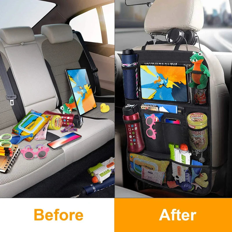 Organizador de Asiento Trasero de Coche con Soporte para Tableta y Protector de Almacenamiento, Impermeable y Duradero para Viajes