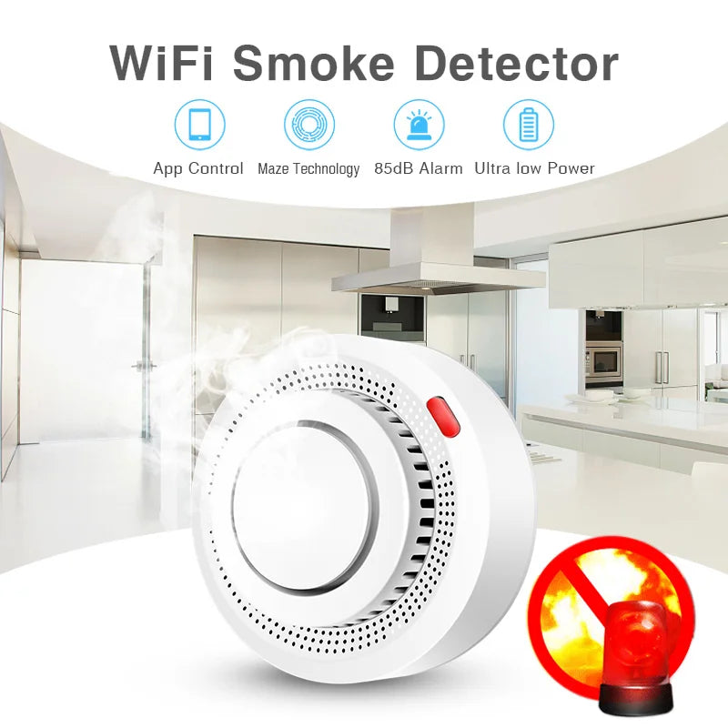 Detector de Humo Tuya WiFi | Alarma de Protección Contra Incendios y Seguridad para el Hogar | Integración con Google Assistant