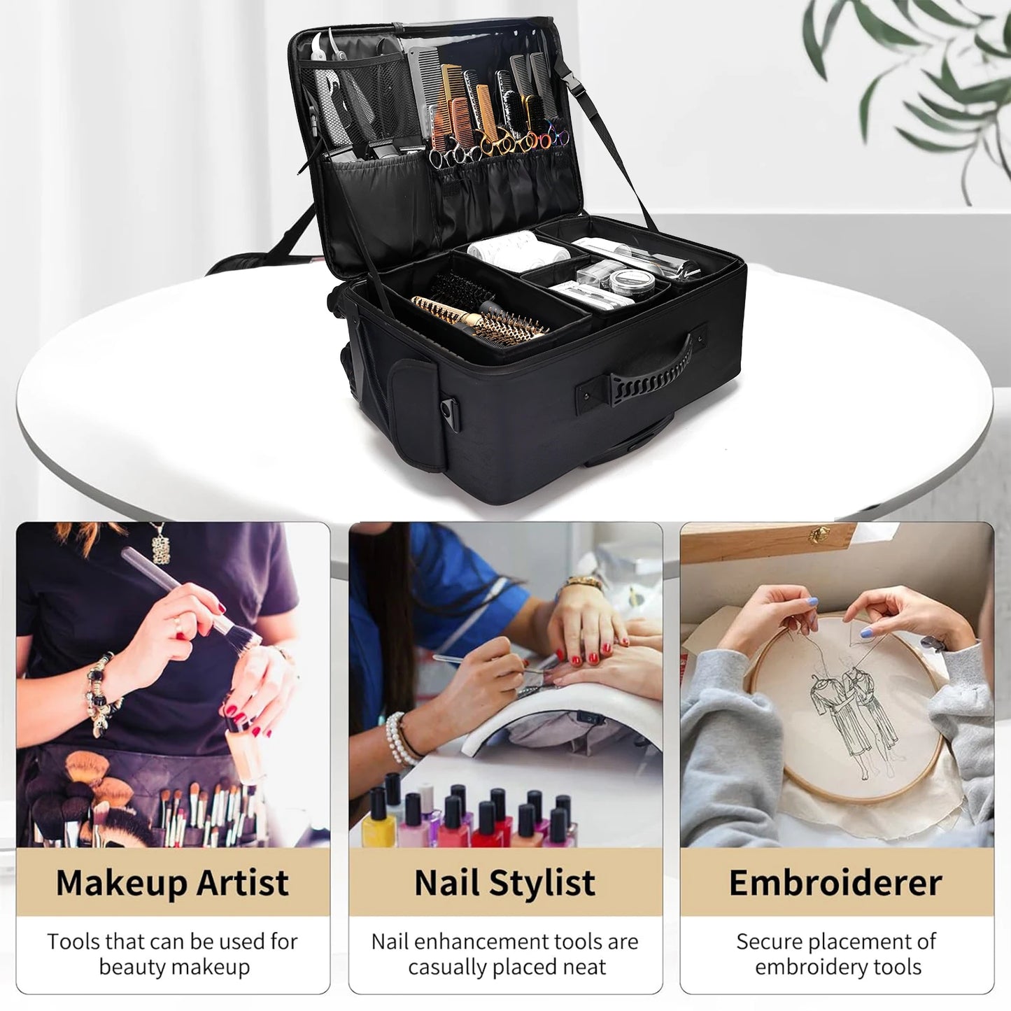 Nuevo Estuche de Cosméticos para Barbería | Caja de Herramientas de Belleza Impermeable y de Alta Capacidad para Maquillaje y Cortes de Cabello