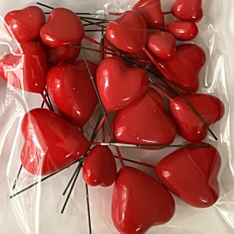 20pcs 3D Heart Shape Cake Topper Mix Size Gold Silver Pink Love Cake Ball Valentine's Day Cupcake Flag Wedding Engagement Decor