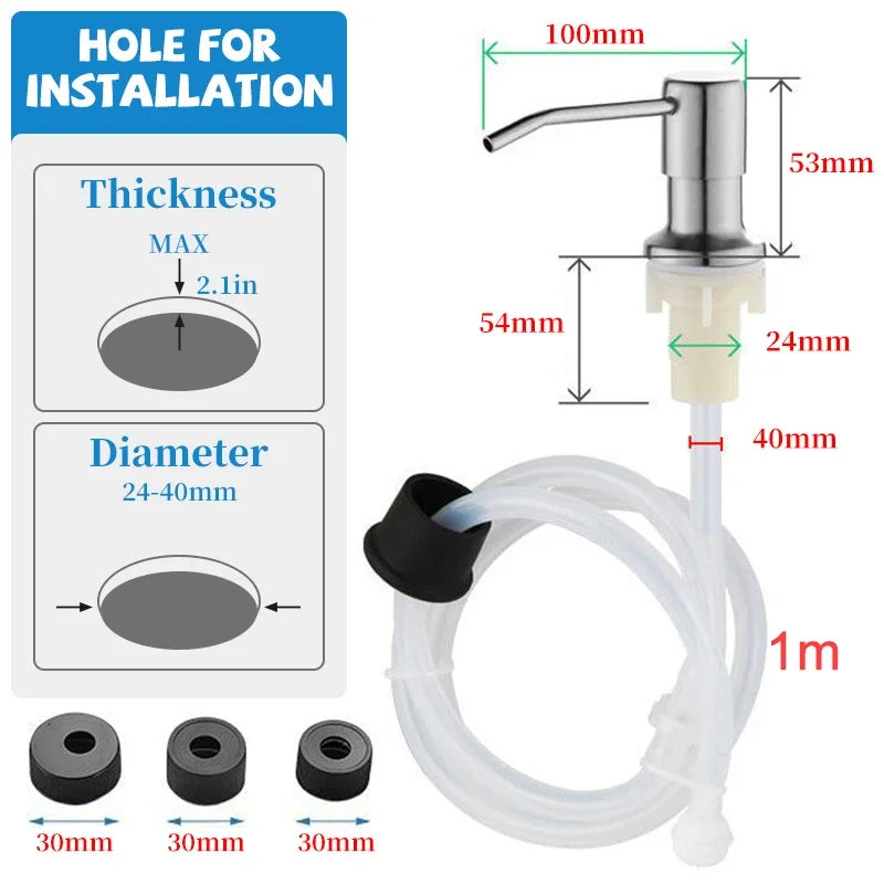 Dispensador de Jabón de Acero Inoxidable - 1/2 PCS para Cocina | Bomba Manual de Presión para Lavabo