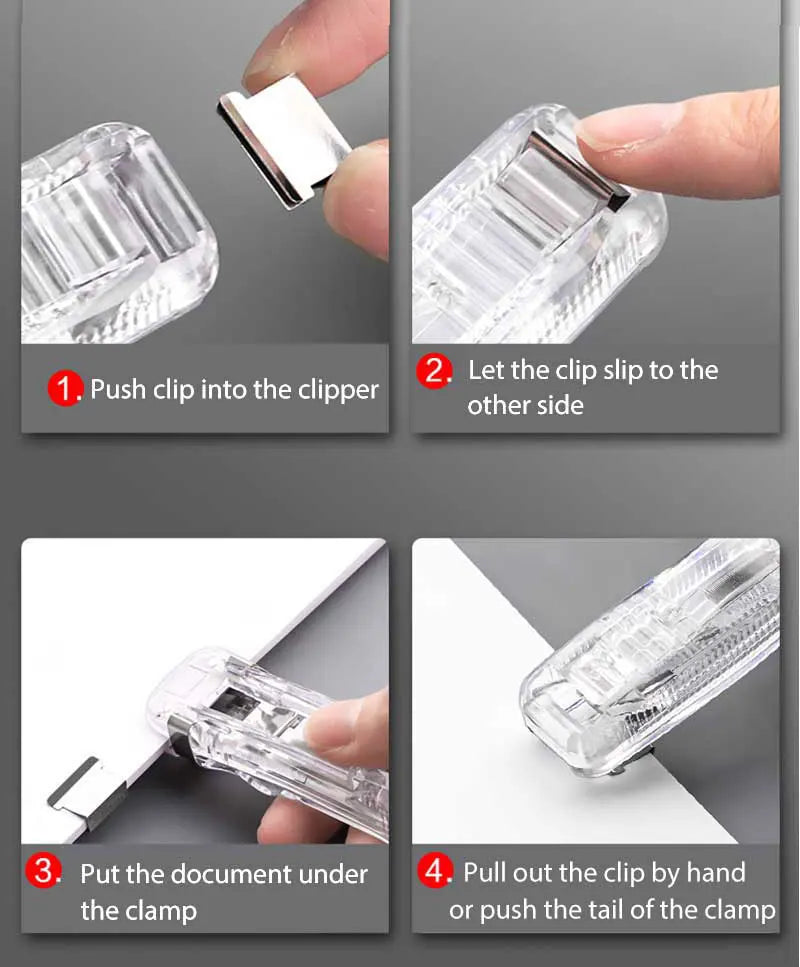 Grapadora de empuje de abrazadera de mano reutilizable sin huellas, Archivo de Libros de papel, carpeta de estudiantes de oficina, herramientas de encuadernación, accesorios de suministros