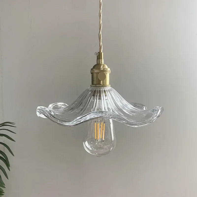 Lámpara Colgante LED Simple de Estilo Nórdico para Dormitorio, Sala de Estar, Bar, Luces Colgantes de Cobre con Vidrio Colorido