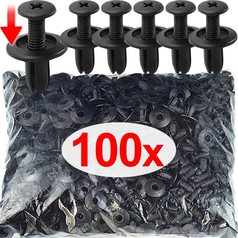 100/50 Pcs Sujetadores de Plástico de 8mm - Tornillos Universales para Parachoques de Auto