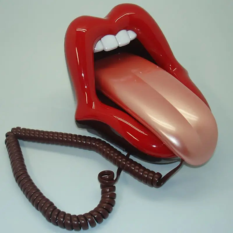 Teléfono con Forma de Lengua Sexy, Teléfono Mini de Línea Terrestre con Indicador LED, Marcación de Audio/Pulso