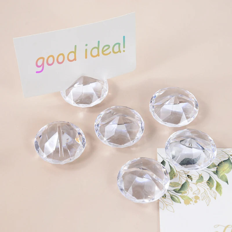 10 Pcs Soporte de Tarjeta de Mesa Diamante Acrílico, Clip de Tarjeta para Nombres o Fotos, Decoración de Boda y Aniversario